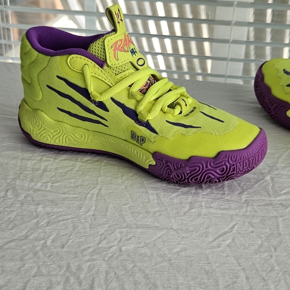 Lemelo Ball Kids Lime Green and Purple Sneakers Fear No 1 - Picture 9 of 16